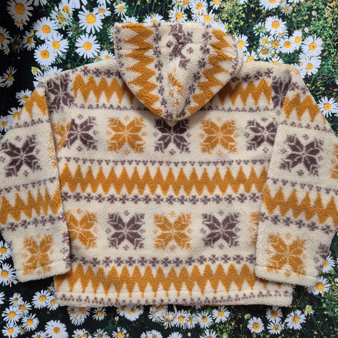 일본 노르딕 패턴 플리스 부클 후드 자켓 성인 M-L 새상품 상품이미지3