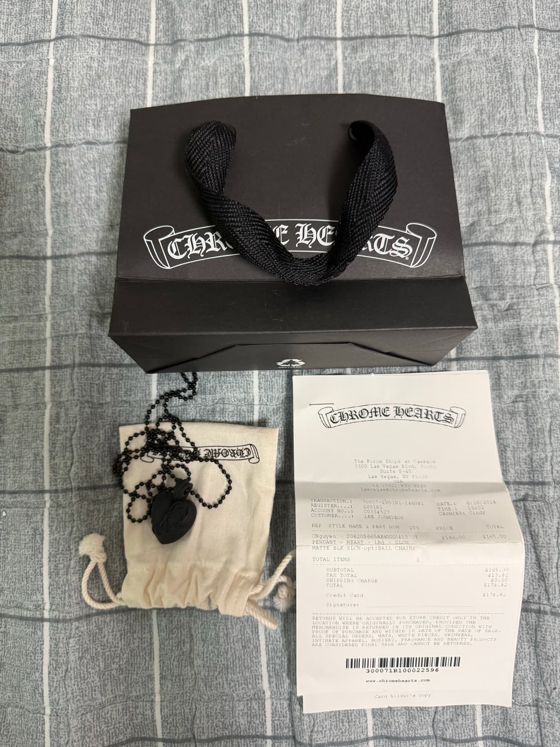 크롬하츠 실리크롬 하트 목걸이 검정 사용감있음 풀구성  상품이미지5