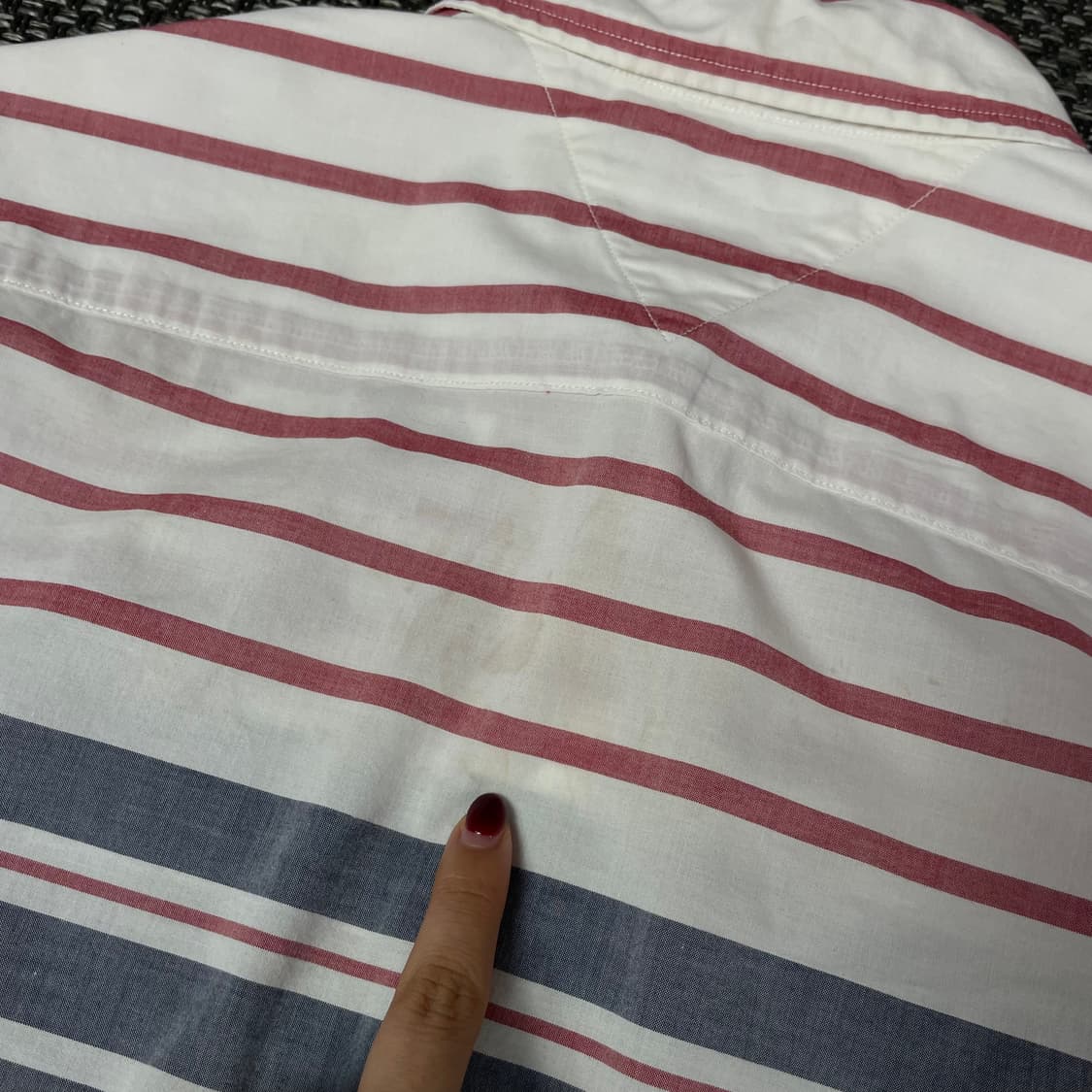 타미힐피거 레드 블루 단가라 스트라이프 긴팔 셔츠 슬림핏 M 상품이미지7