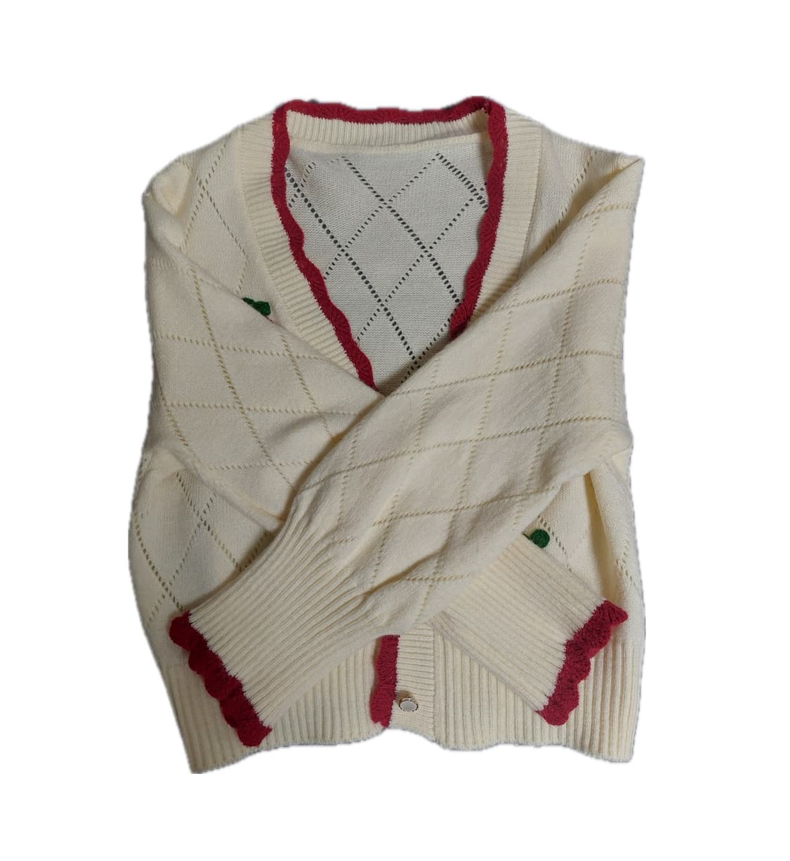 체리자수 아이보리 가디건 상품이미지1