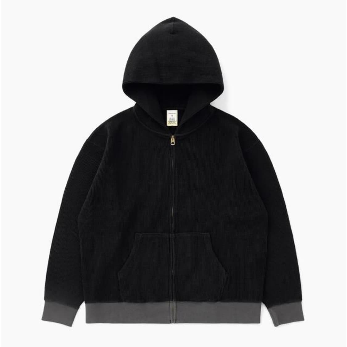 [택포](L) 카키스 와플 풀집 후디 블랙 상품이미지3