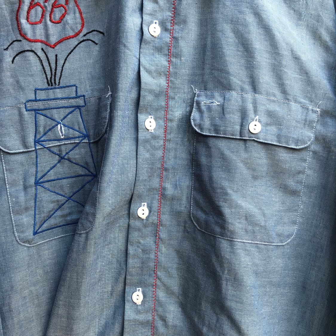 70s Vintage chambray shirt-XL 상품이미지3