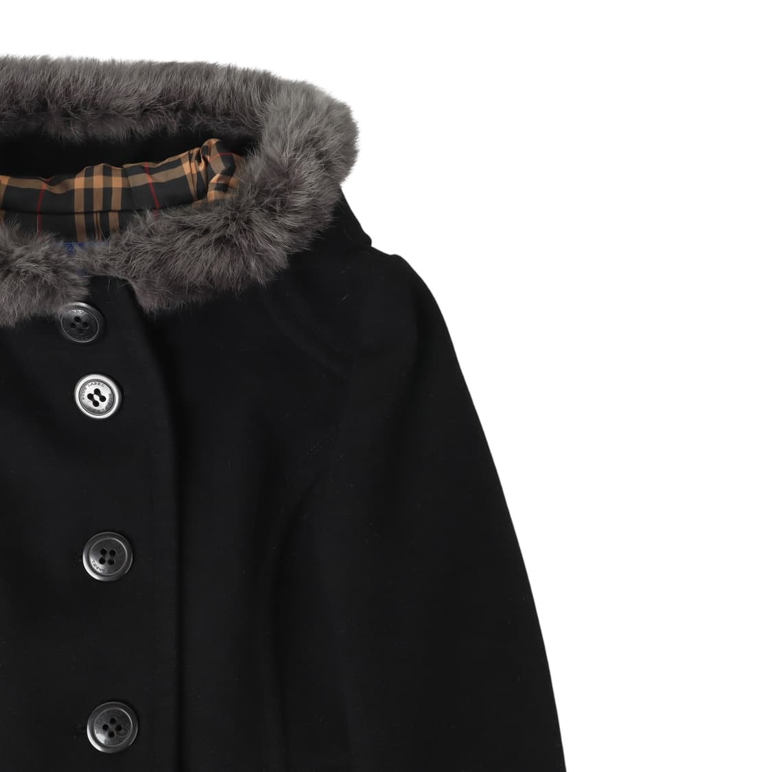 버버리 블루라벨 퍼 후드 빅버튼 울 코트 상품이미지3