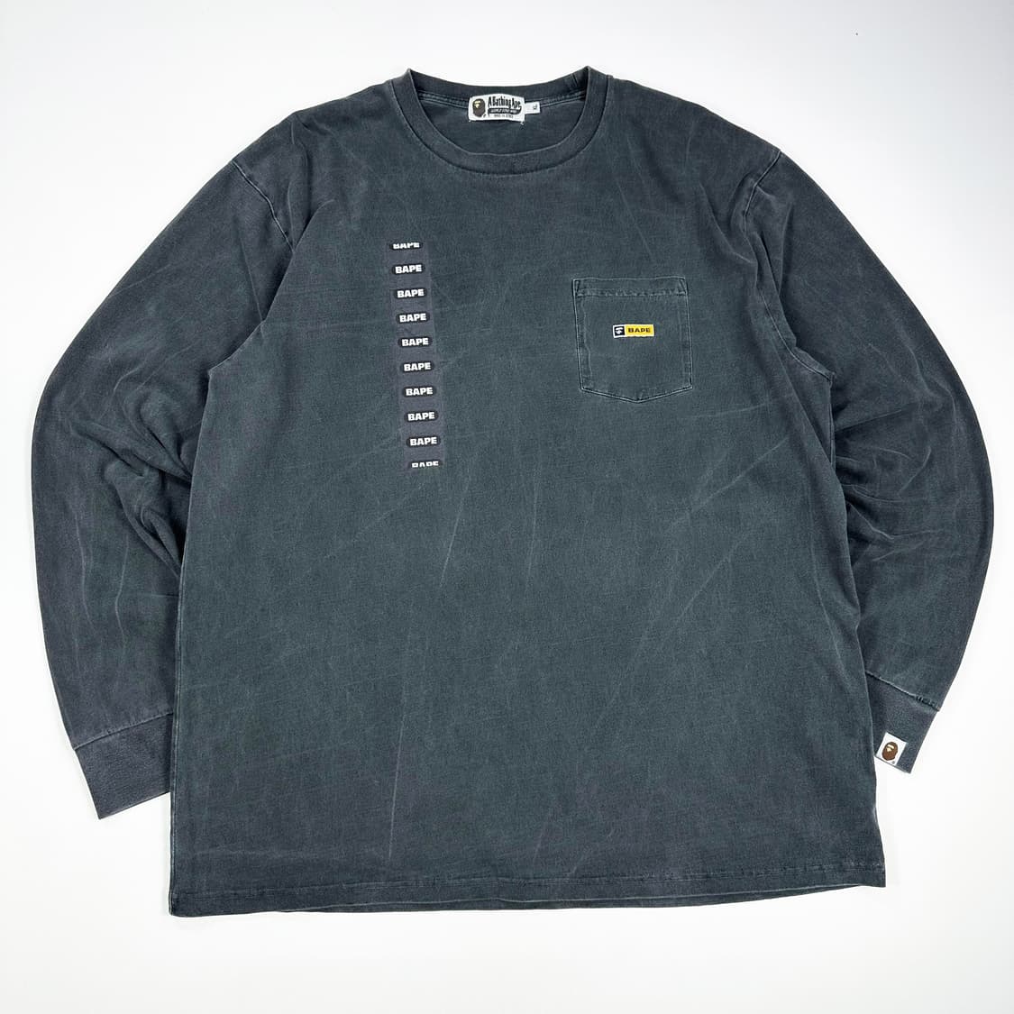베이프 사루 피그먼트 차콜 롱슬리브 맨투맨 (XL) 상품이미지2