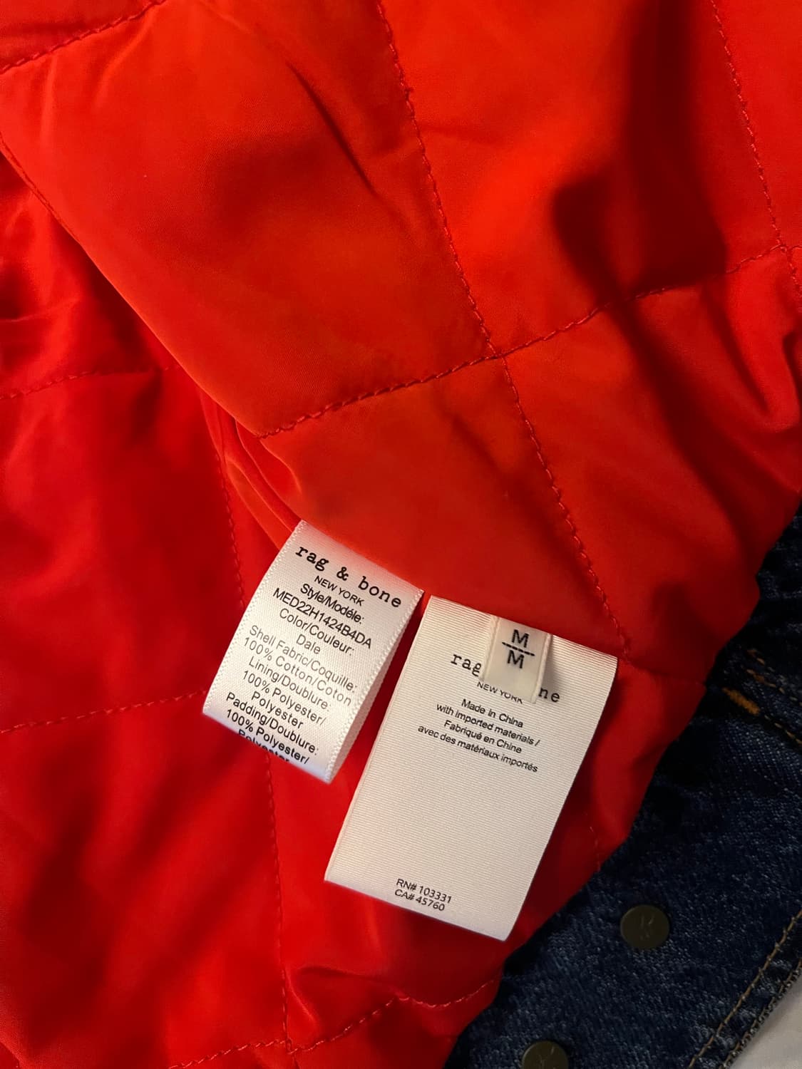 rag & bone 퀼티드 데님 자켓 M 상품이미지4