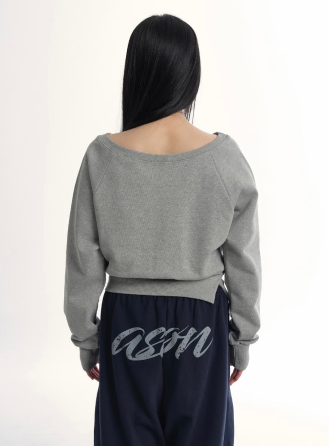 애즈온 맨디 스웻셔츠 원숄더 맨투맨 그레이 상품이미지4