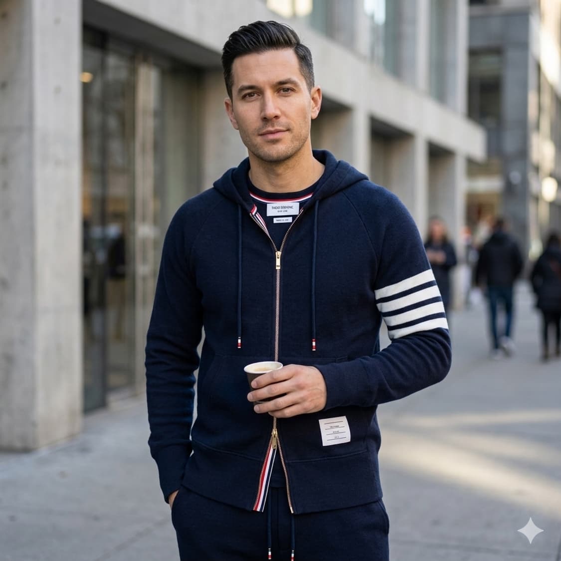 [정품] 톰브라운 시그니처 4바 네이비 후드 집업 (M) 상품이미지2