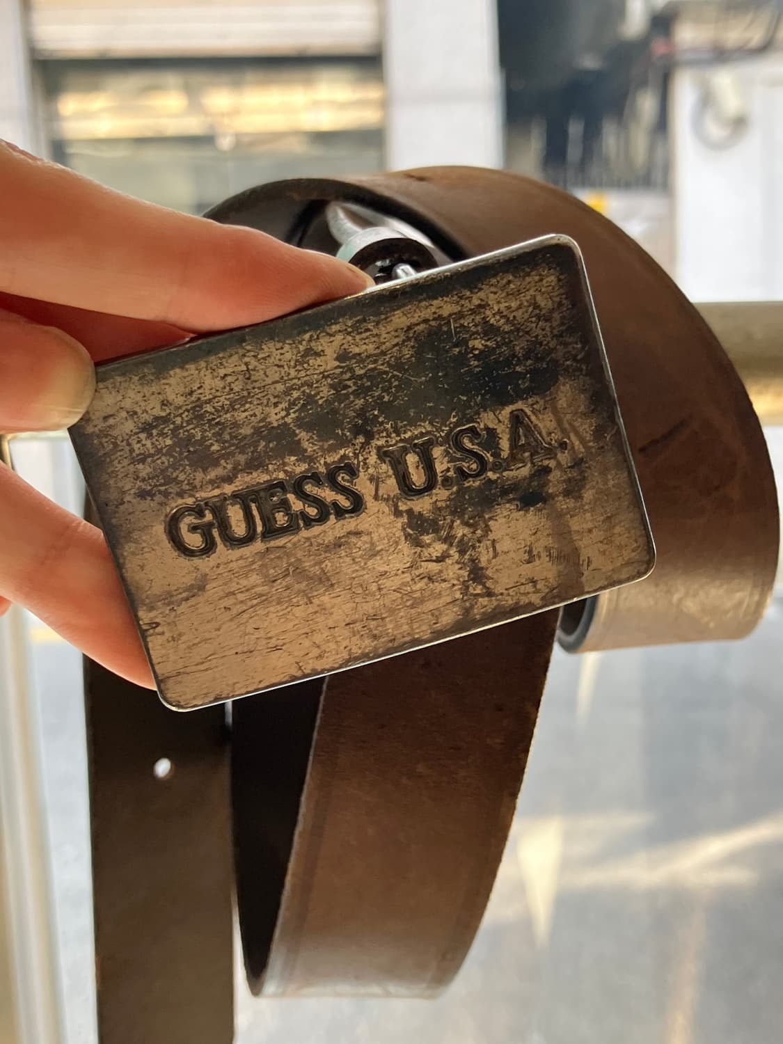 Guess USA 러기드 메탈 레더 벨트 상품이미지2