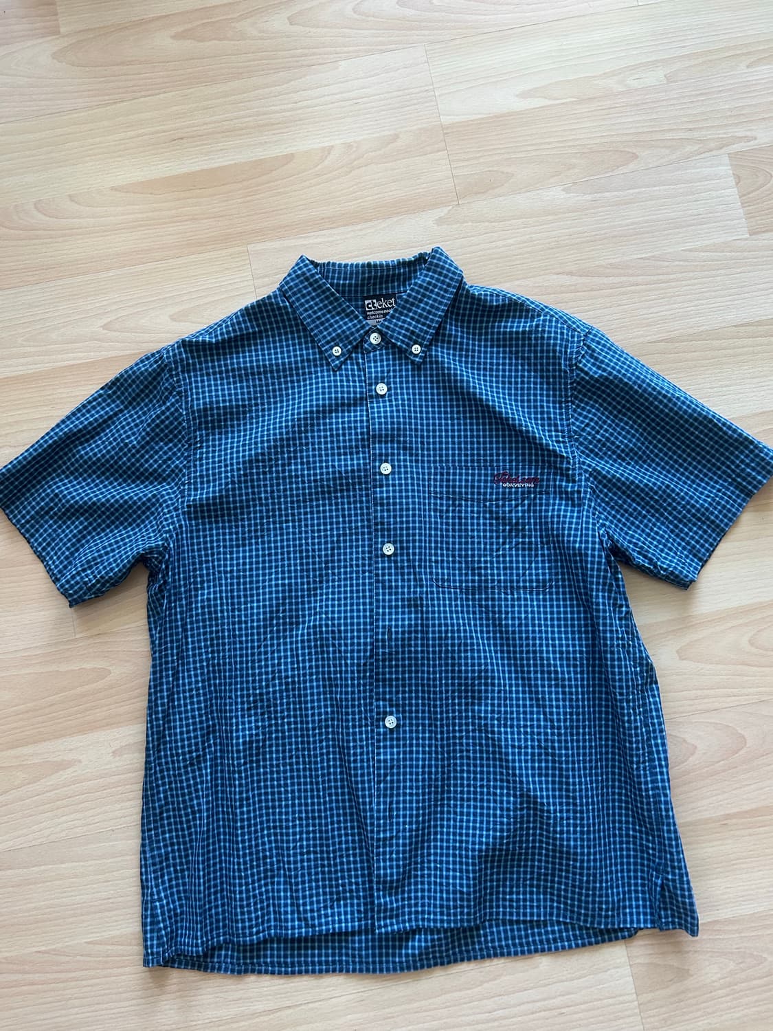 테켓 체크 반팔 셔츠 상품이미지1