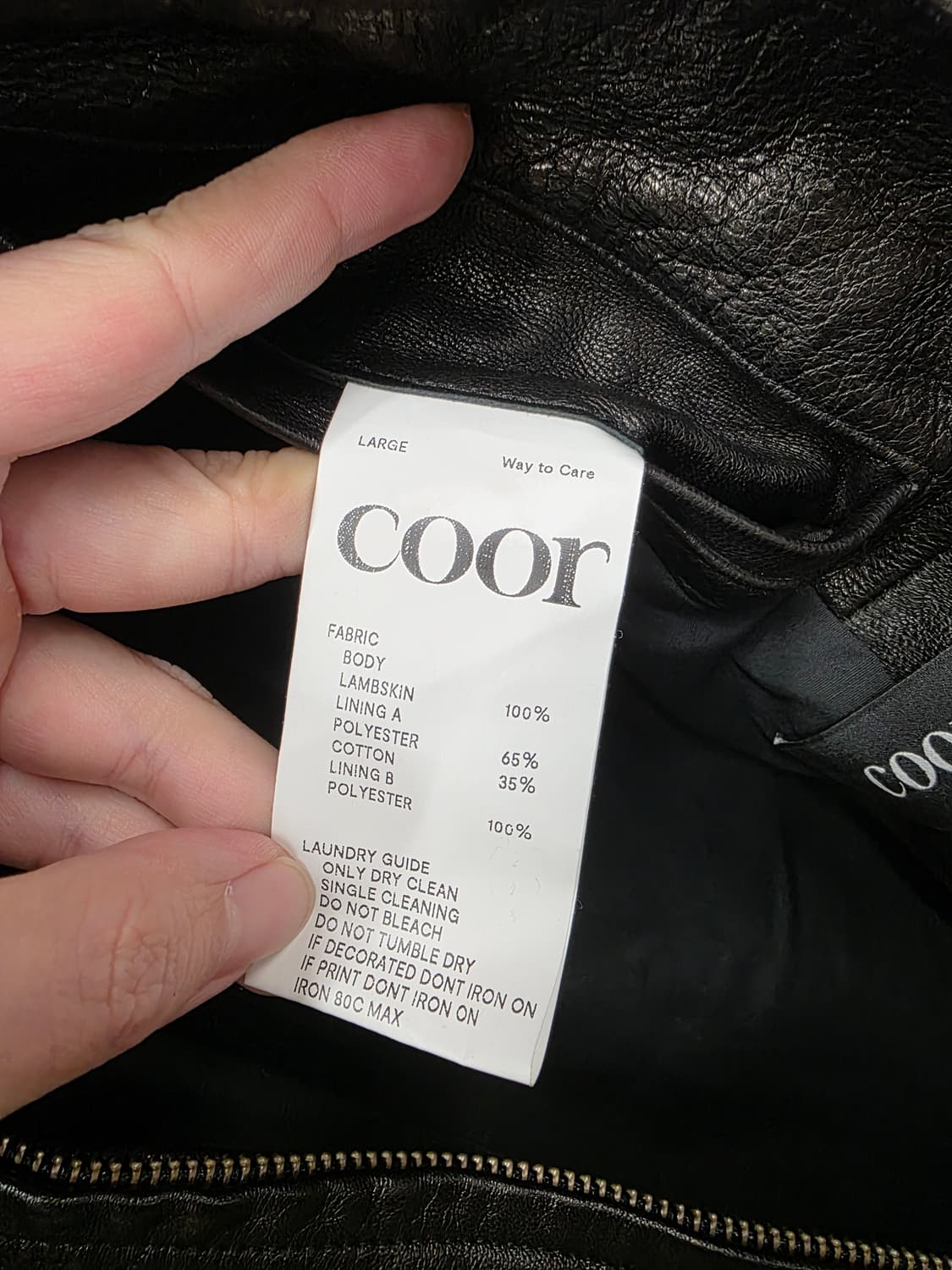 [L]쿠어 COOR 램스킨 크리즈 블루종 블랙 상품이미지5