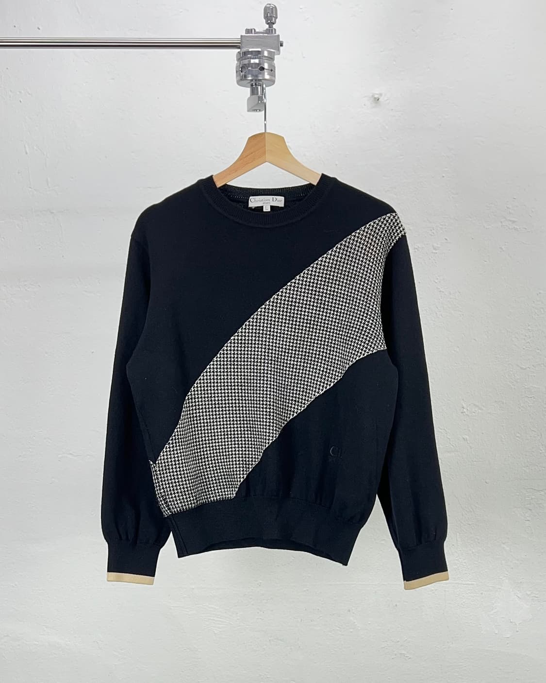 90s 크리스찬 디올 하운드 투스 배색 니트 스웨터 상품이미지1