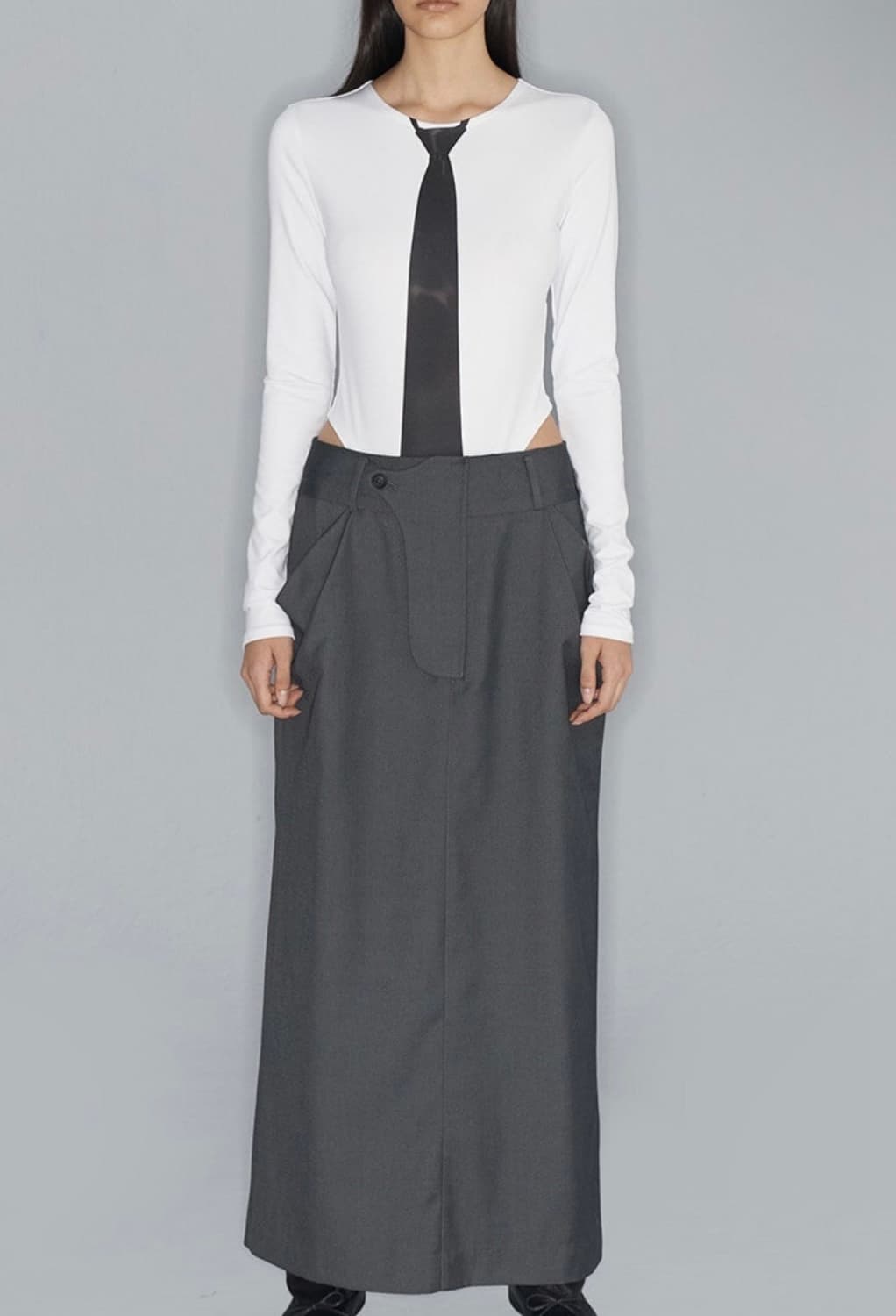 openyy FLY OUT MAXI SKIRT, GREY 오픈와이와이 상품이미지1