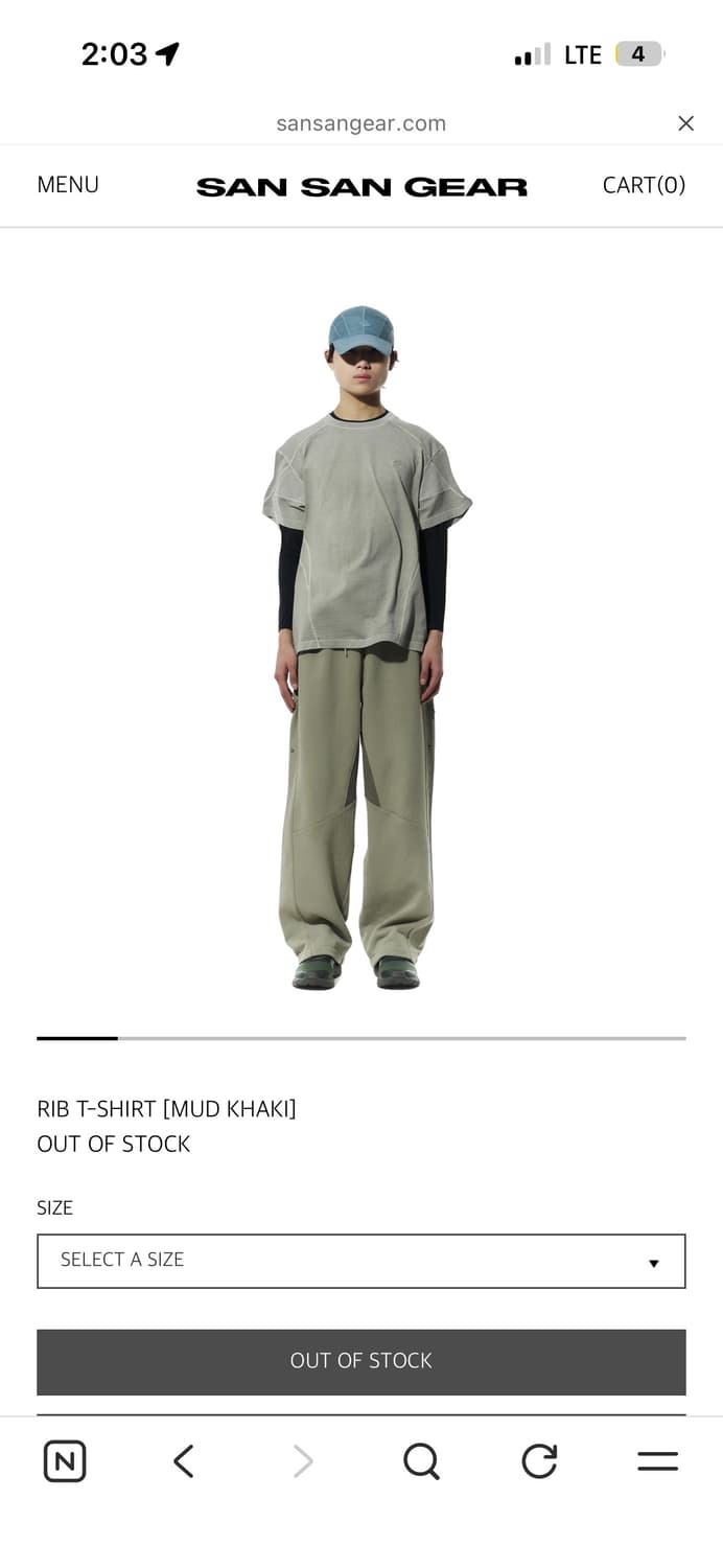 산산기어 RIB T-SHIRT [MUD KHAKI] 1사이즈 상품이미지1
