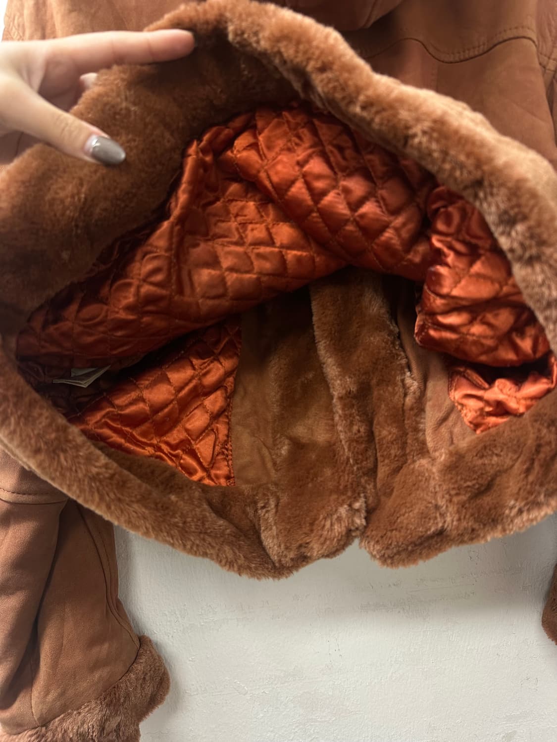 일본빈티지 Scoop 브라운 더플 토글 버튼 후드 무스탕 코트 상품이미지8