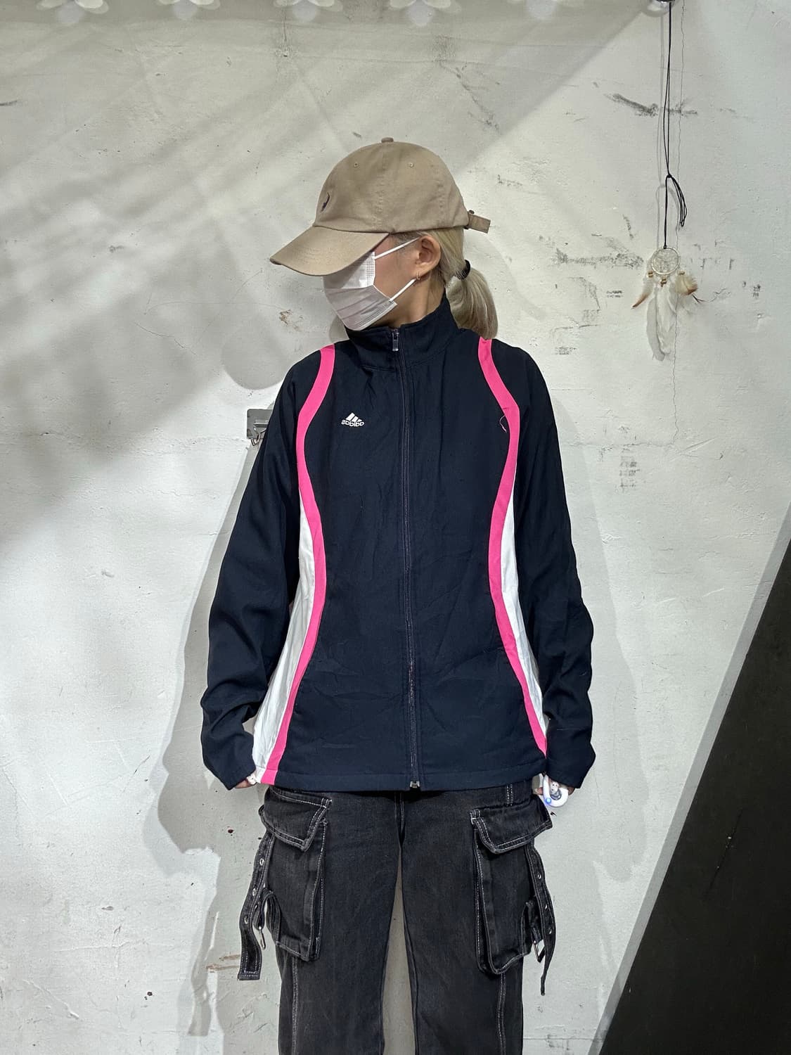 아디다스 네이비 핑크 라인 오버핏 트랙탑 져지 L 상품이미지2