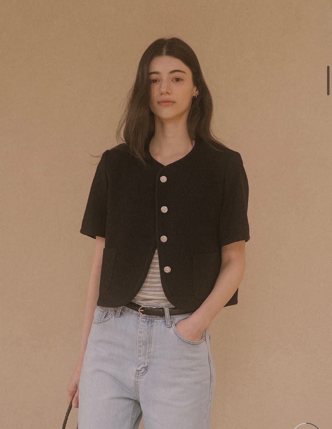 틸아이다이 하프 슬리브 트위드 자켓 상품이미지1