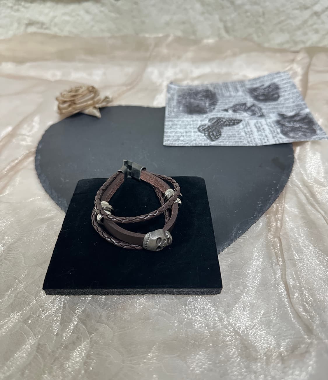 빈티지  해골 가죽 팔찌 상품이미지1