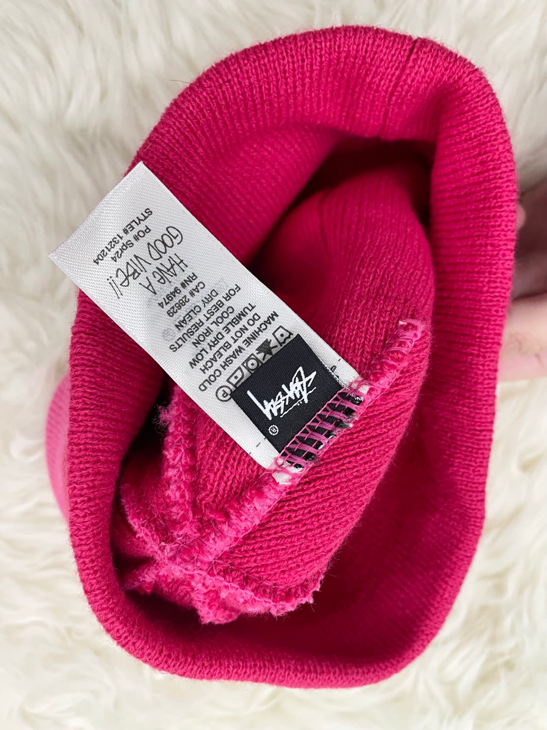 스투시 핑크 스컬캡 로고 자수 비니 상품이미지4