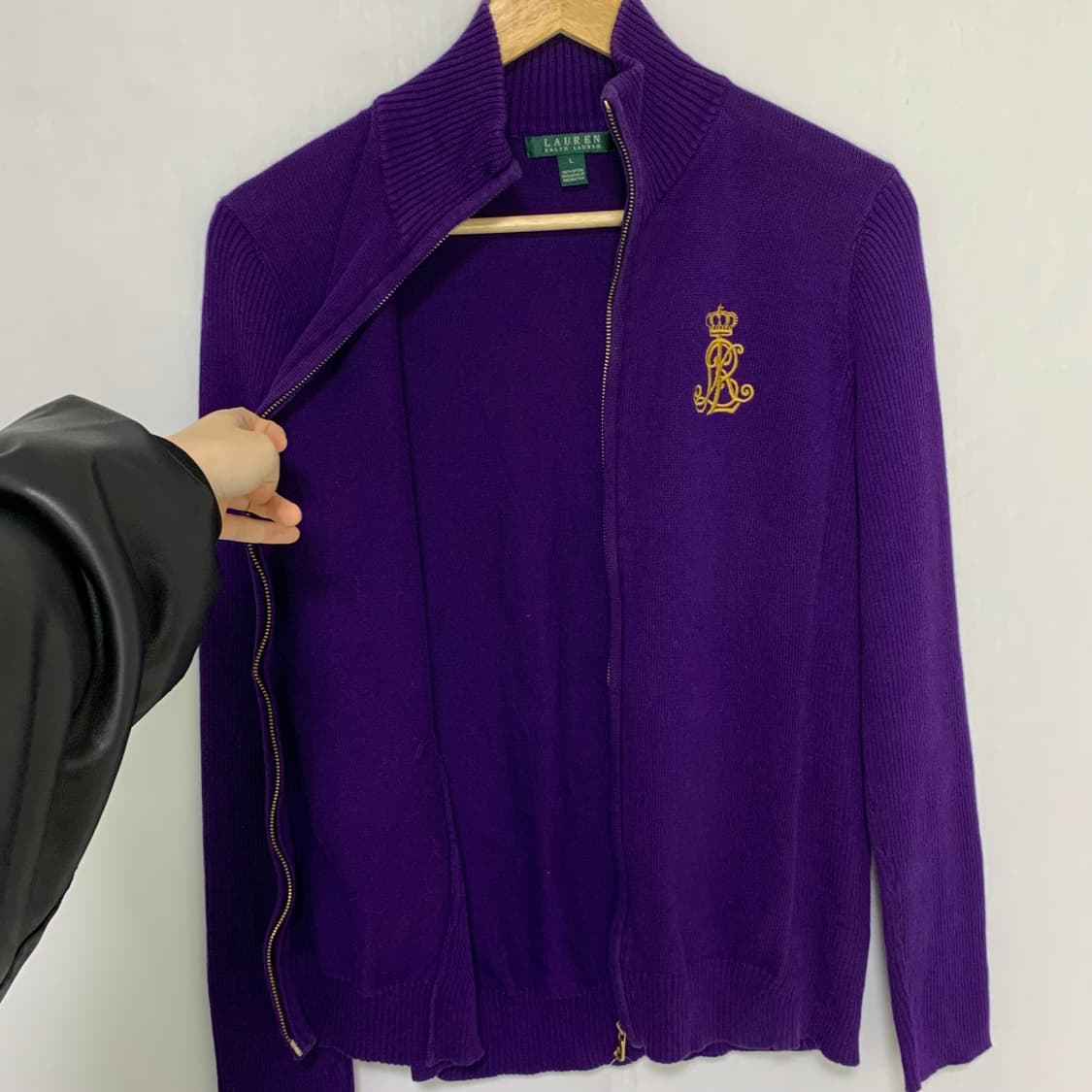 로렌 랄프로렌 퍼플 니트 집업 가디건 빈티지 L 상품이미지5