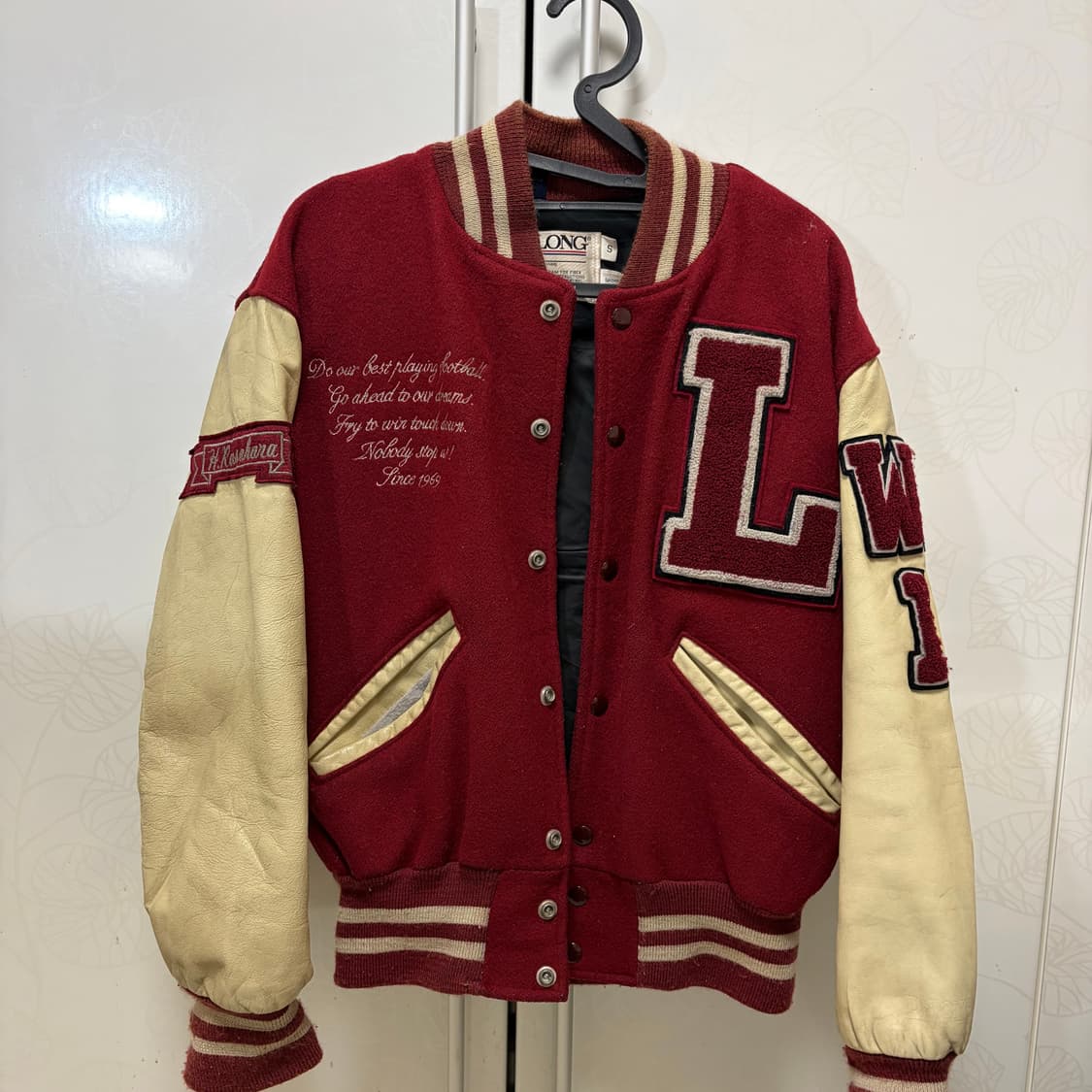 빈티지 버건디 패치 바시티 자켓 S 상품이미지3