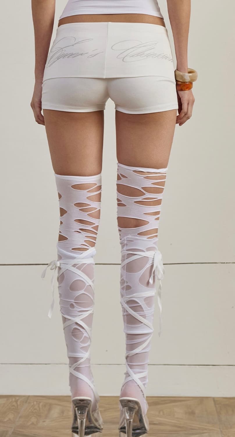 Eyeer Foldover Waist Short Pants - White 상품이미지2