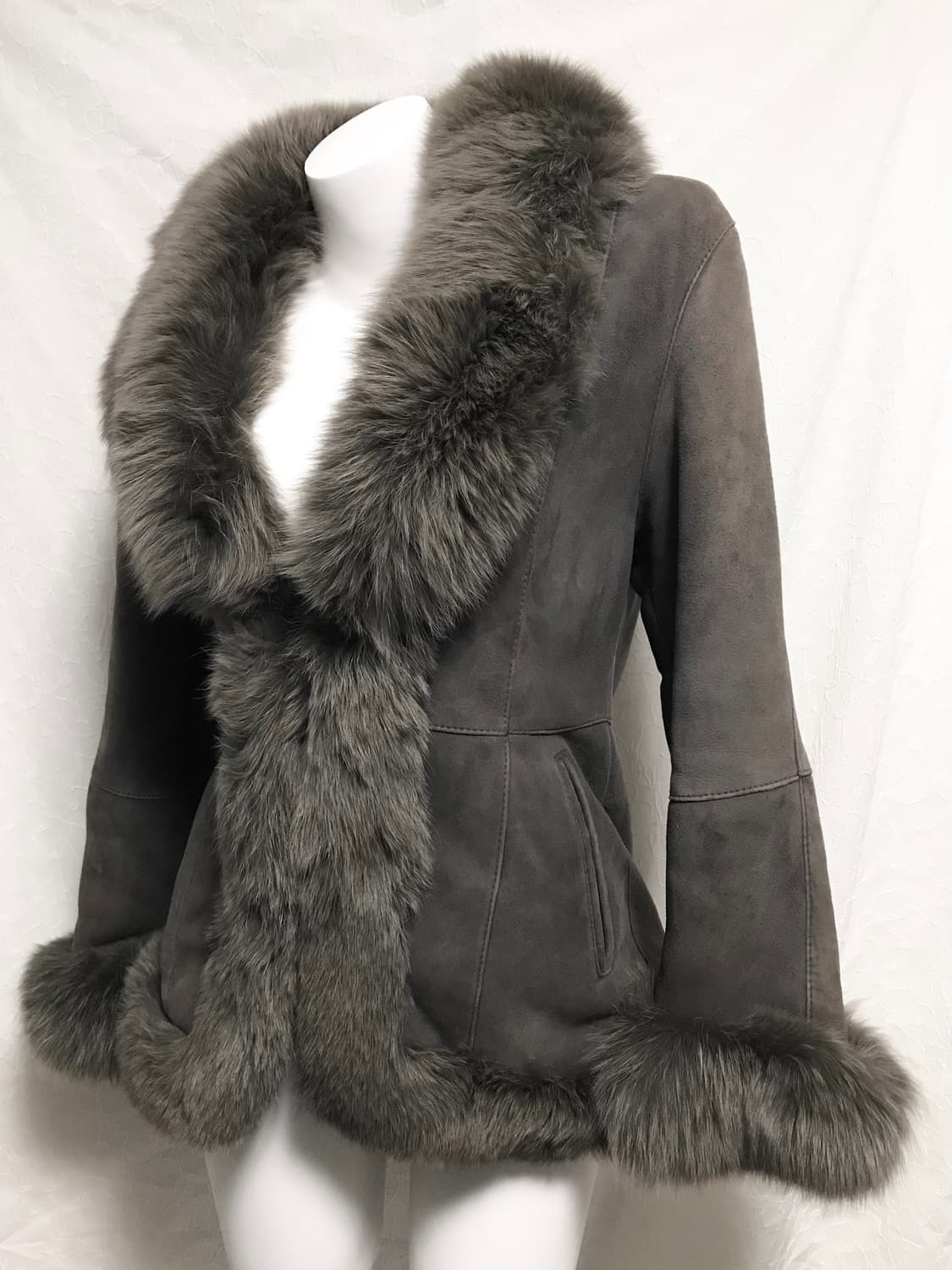 빈티지 y2k 갸루 퍼 트리밍 쉽스킨 양가죽 퍼자켓 상품이미지1