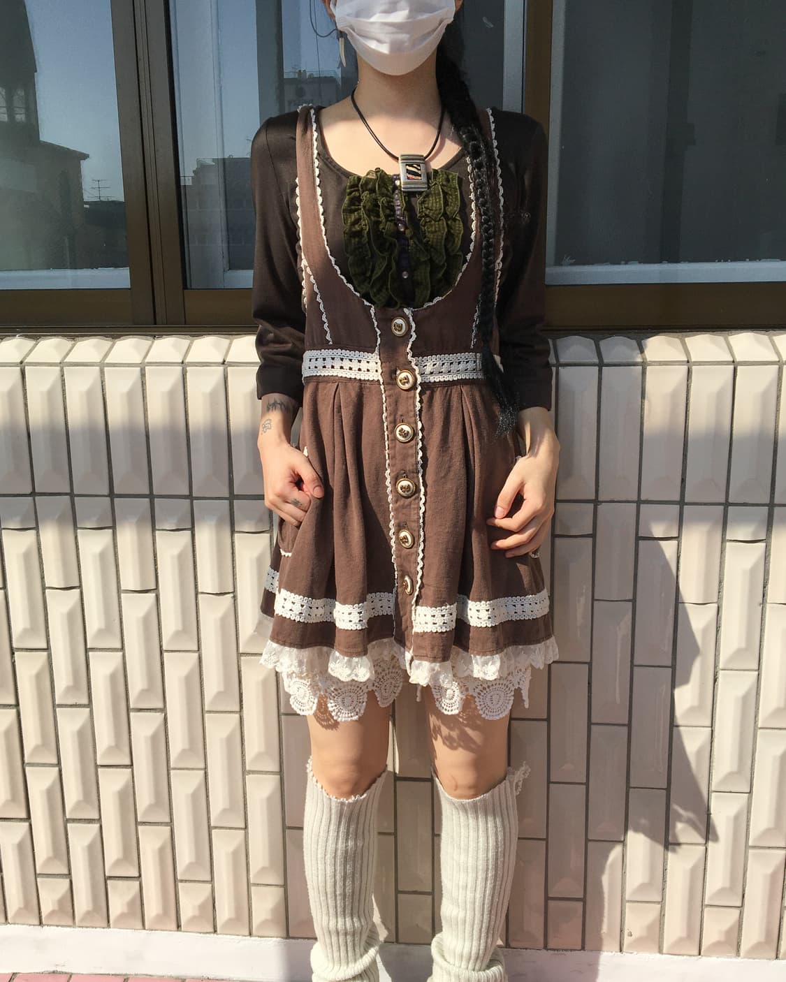 Check pattern frill point sleeve 상품이미지5