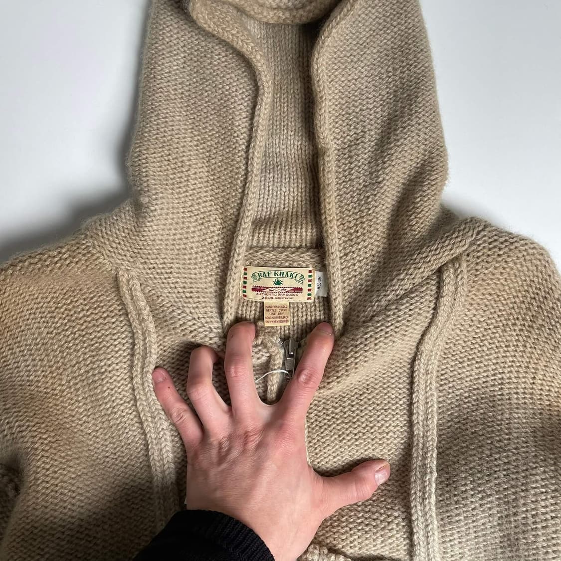 Raf khaki 울100 블럭 집업 후드 상품이미지6