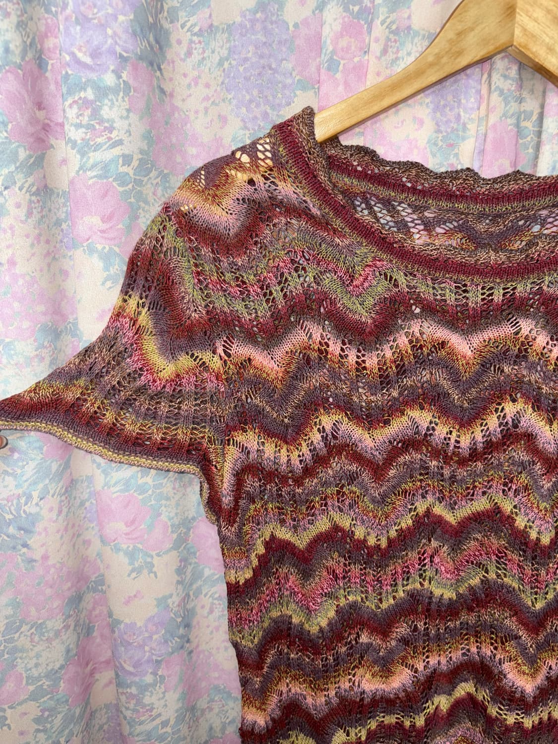 다채색 반소매 니트 탑 상품이미지7