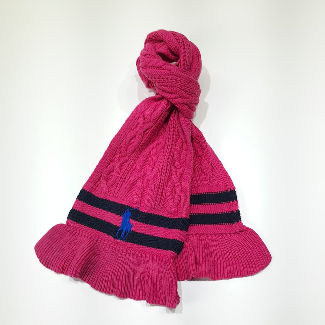 MX645 폴로 00s 피마코튼울 케이블 프릴 핫핑크 머플러 목도리 상품이미지2