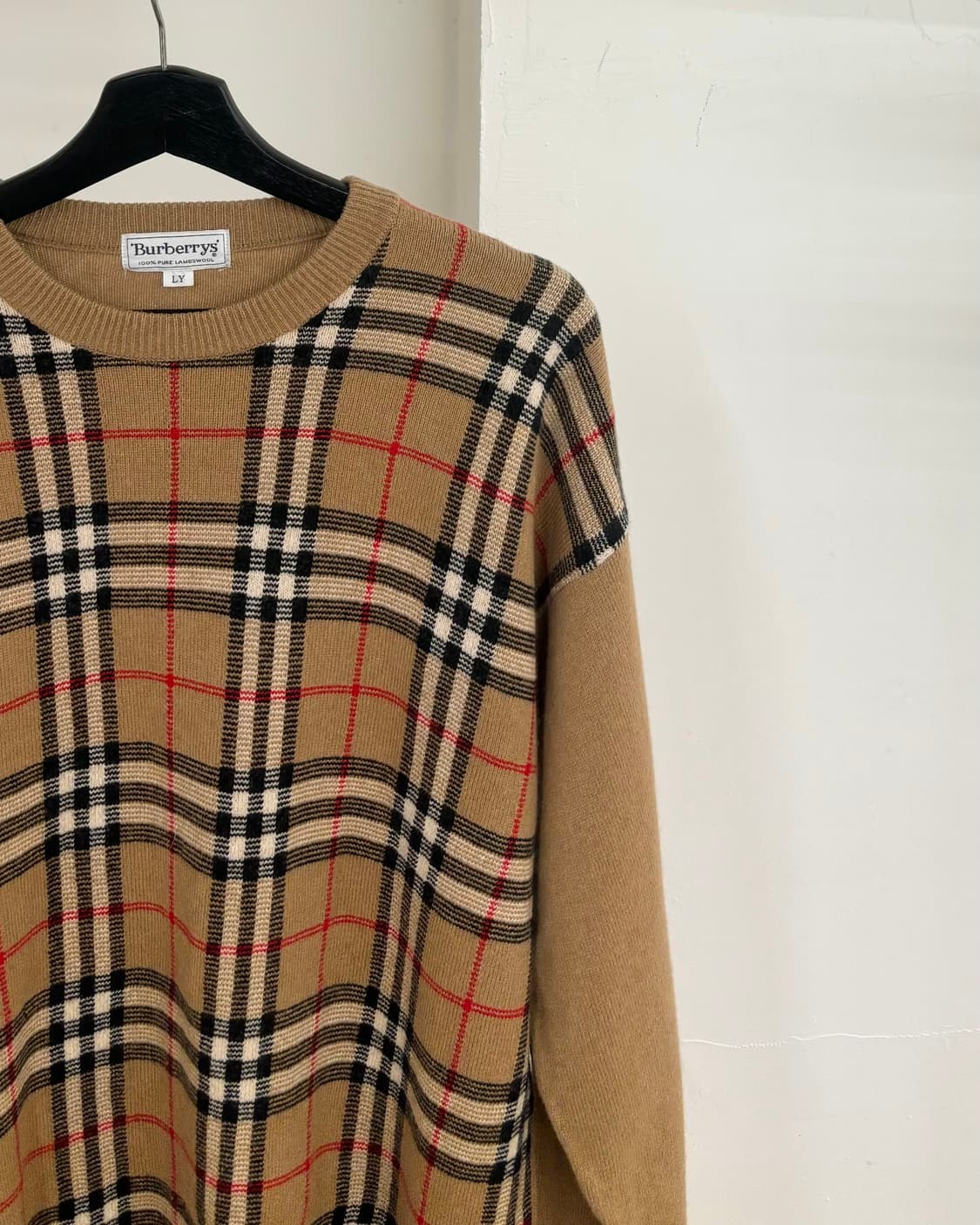 버버리 빈티지 베이지 노바체크 울 니트 상품이미지4