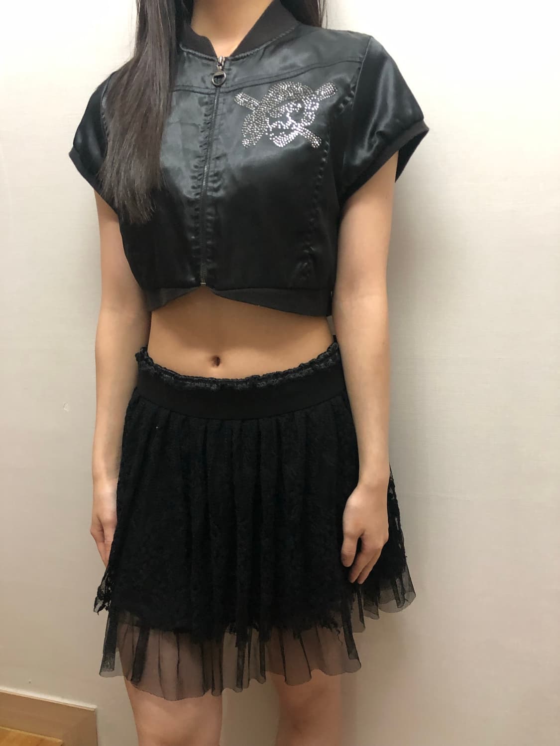 빈티지 mlb 블랙 스컬 크롭 점퍼 상품이미지6