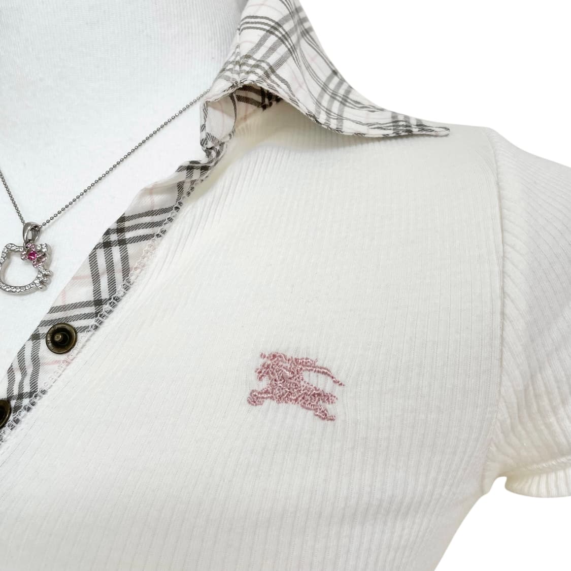 Burberry 버버리 노바체크골지딱붙탑 버버리핑크 버버리골지 블루라벨 상품이미지3