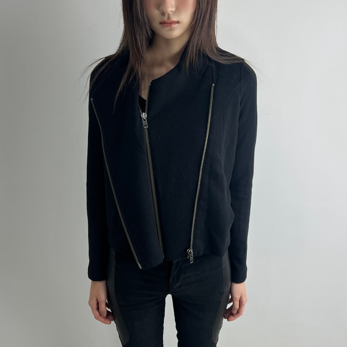 헬무트랭 비대칭 더블 집업 져지 바이커 자켓 상품이미지2