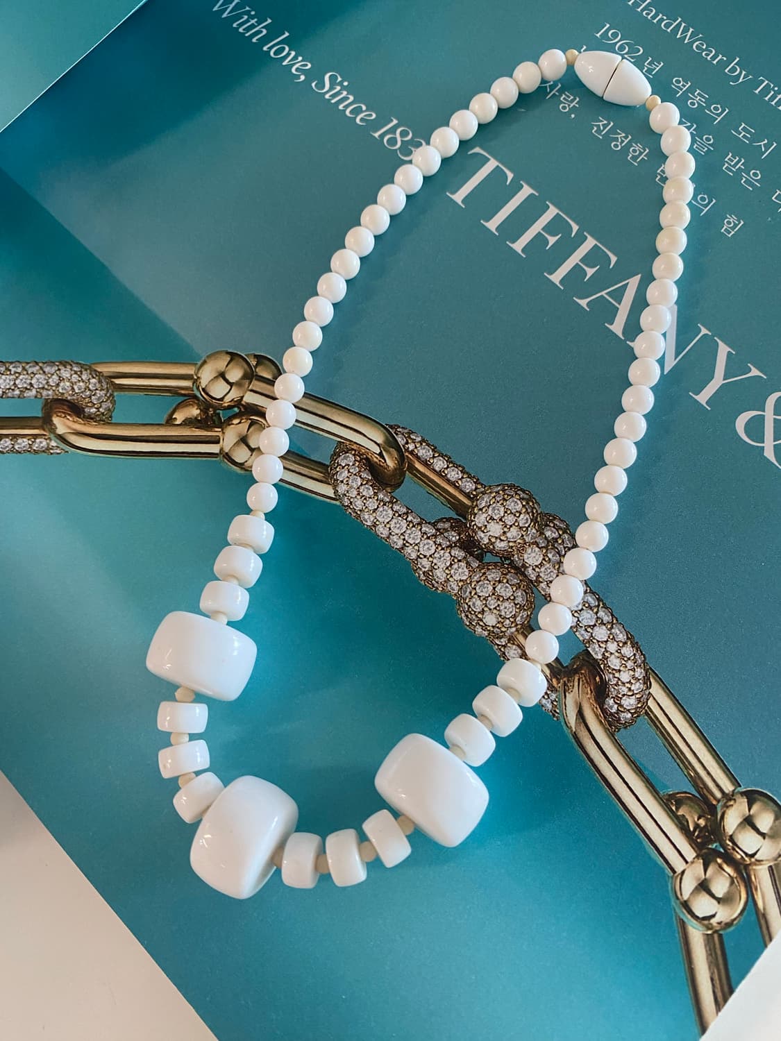 빈티지 화이트 비즈 네크리스 목걸이 주얼리 악세사리 상품이미지5