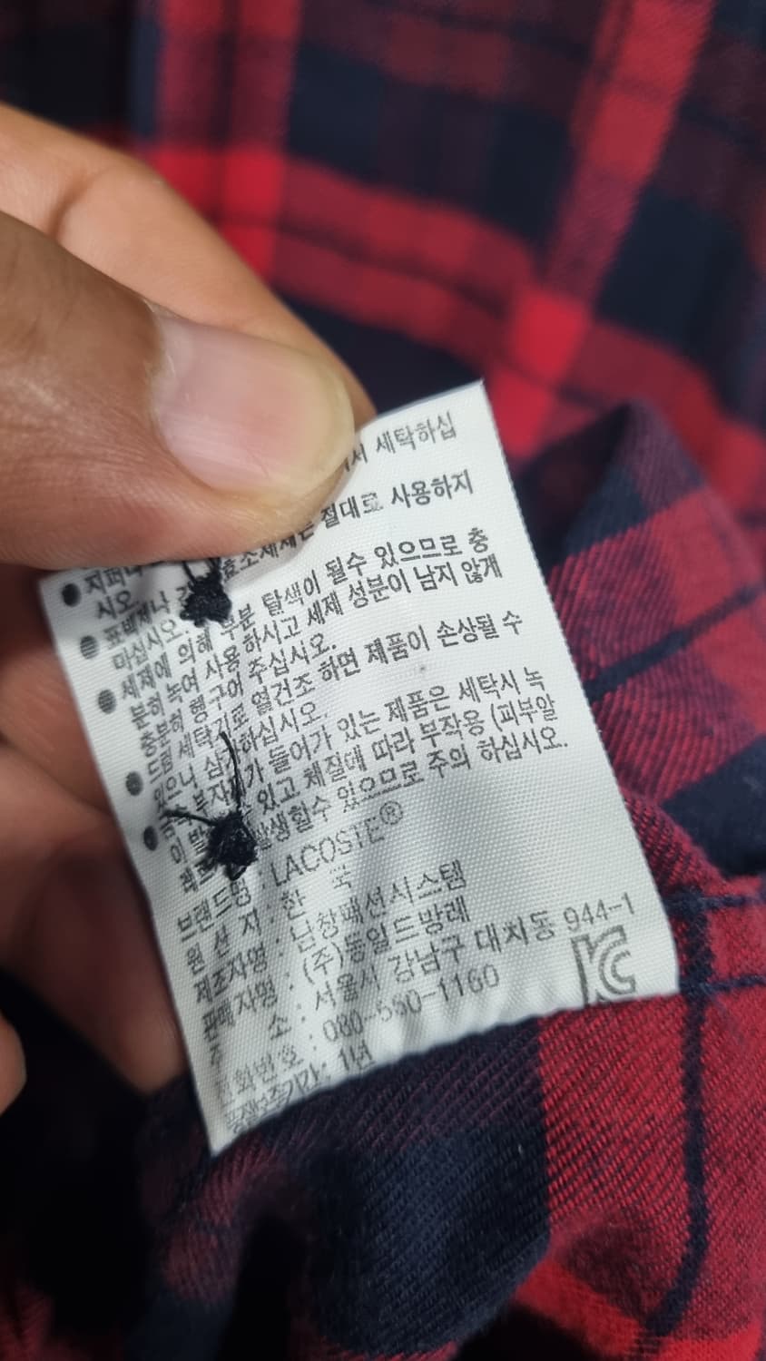 라코스테 가을 슬림핏 체크셔츠 가슴단면53(100) 총장78 상태좋아요~ 상품이미지6