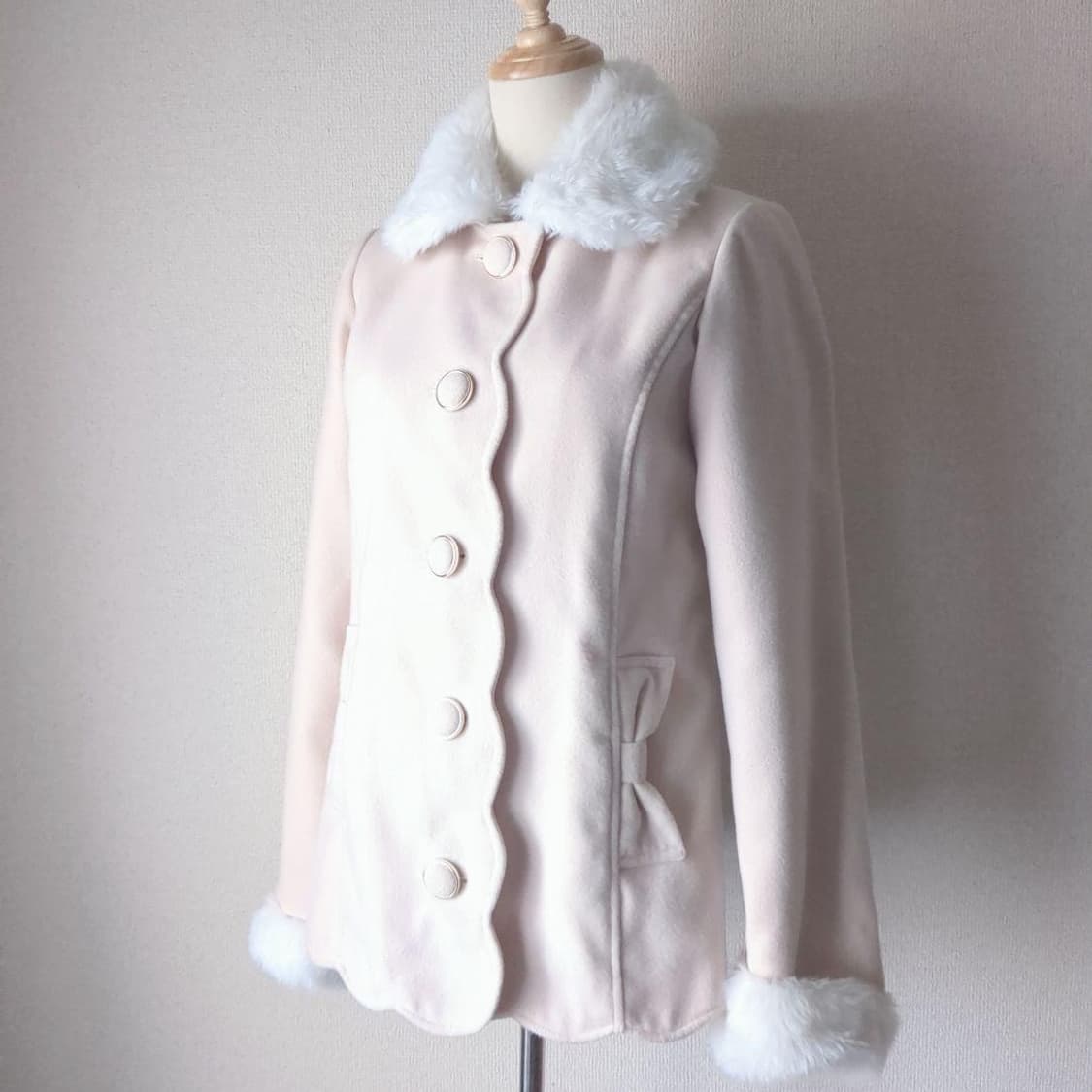 리즈리사 퍼 리본 딸기우유 히메갸루 코트 상품이미지1