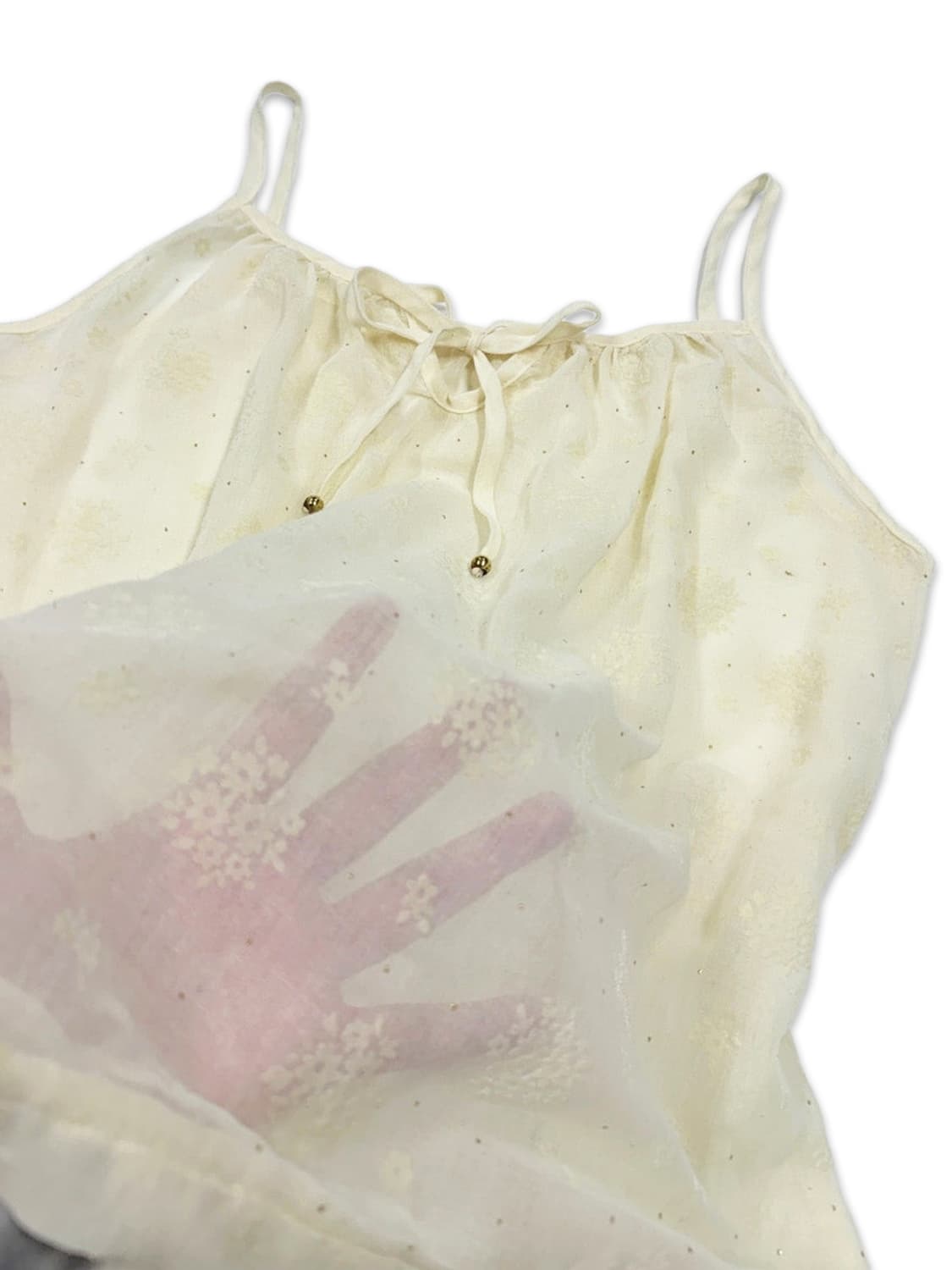 빈티지 아이보리 시스루 레이어드 프릴 슬리브리스 상품이미지4