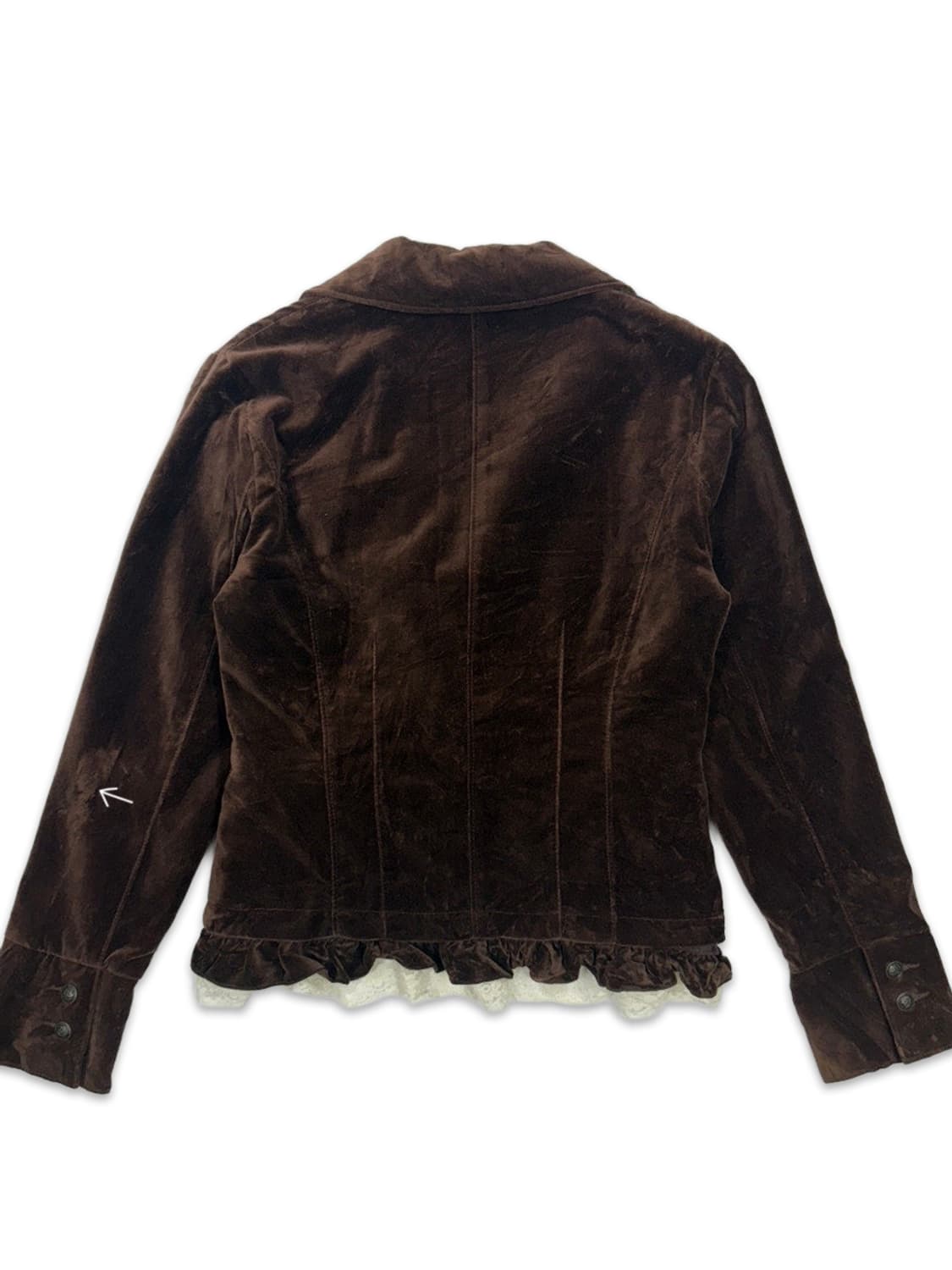 빈티지 브라운 벨벳 프릴레이스 모리 싱글 자켓 상품이미지6