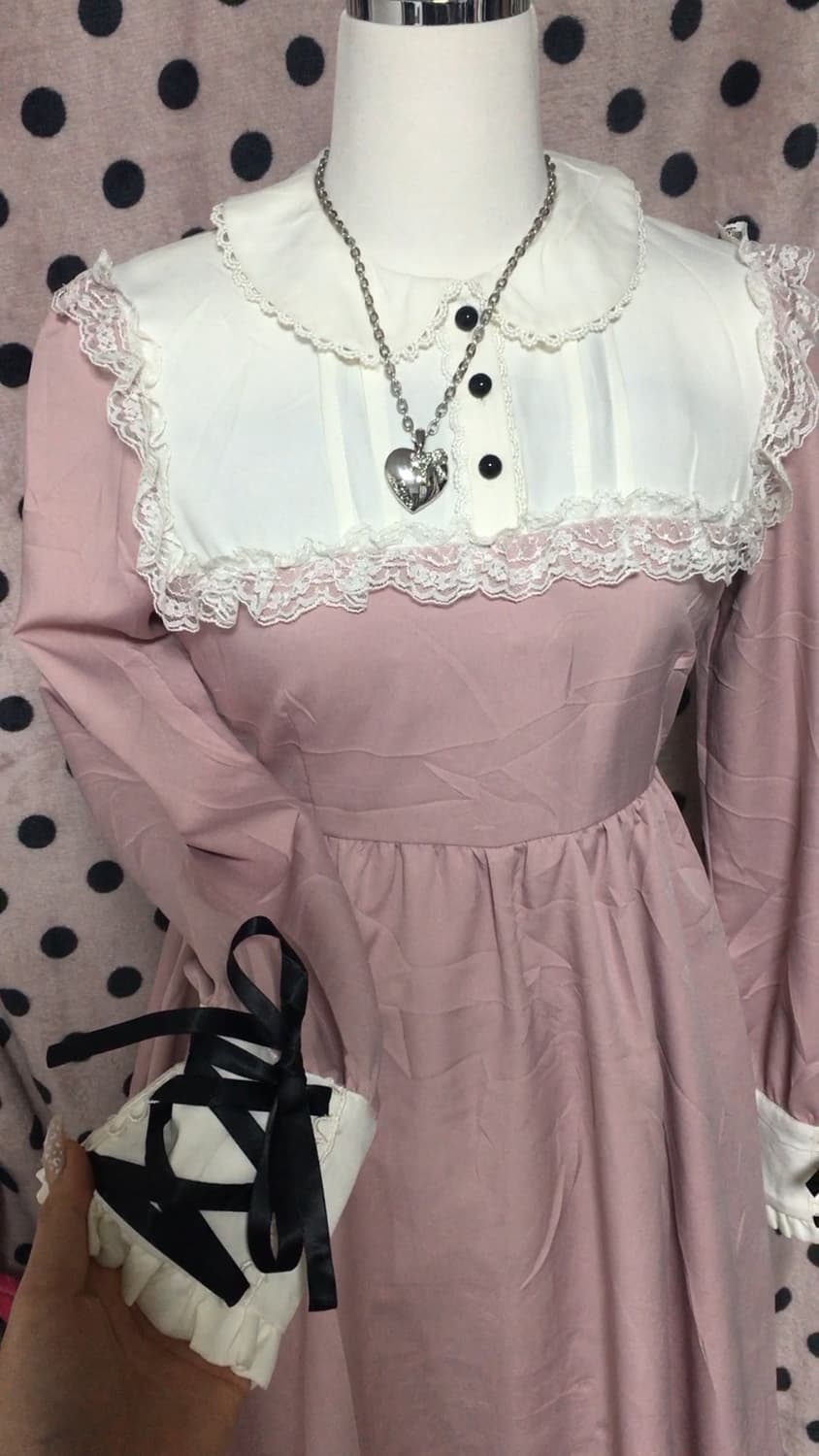 마즈깔 양산형 지뢰계 프릴 블라우스 원피스 상품이미지1