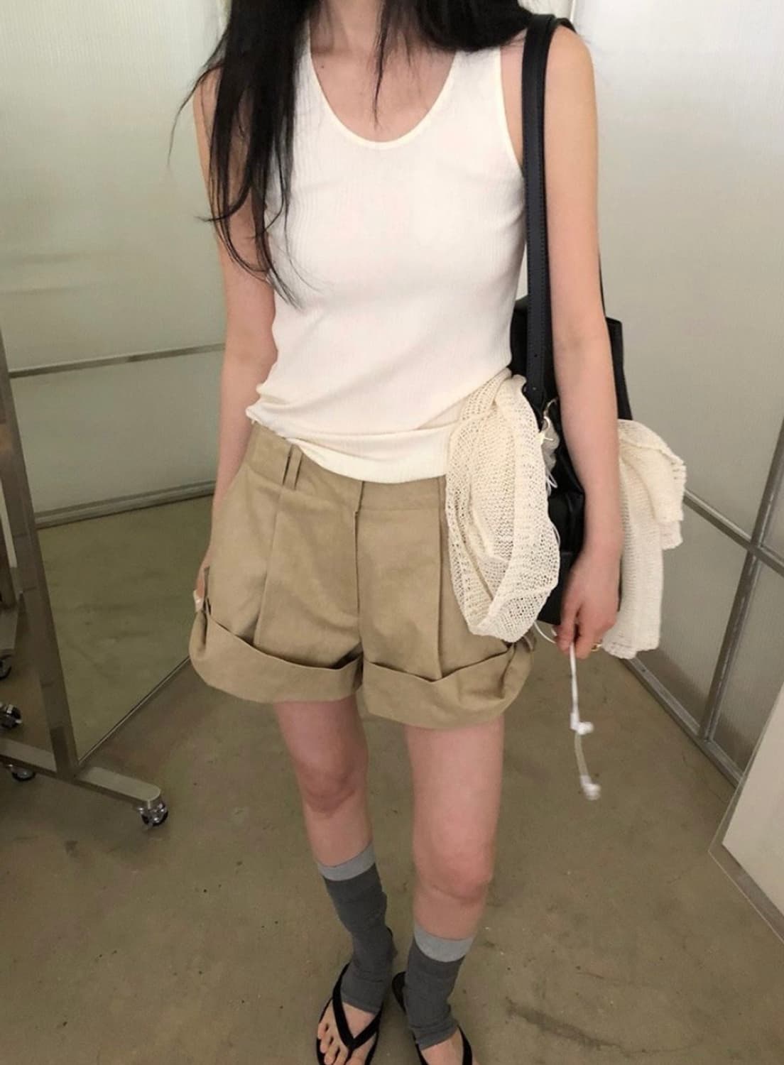 레이크 사이드 스튜디오 바닐라 버튼 롤업 숏 팬츠 상품이미지5