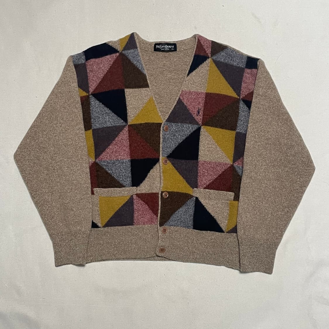 95 입생로랑 컬러 패턴 니트 가디건 상품이미지2