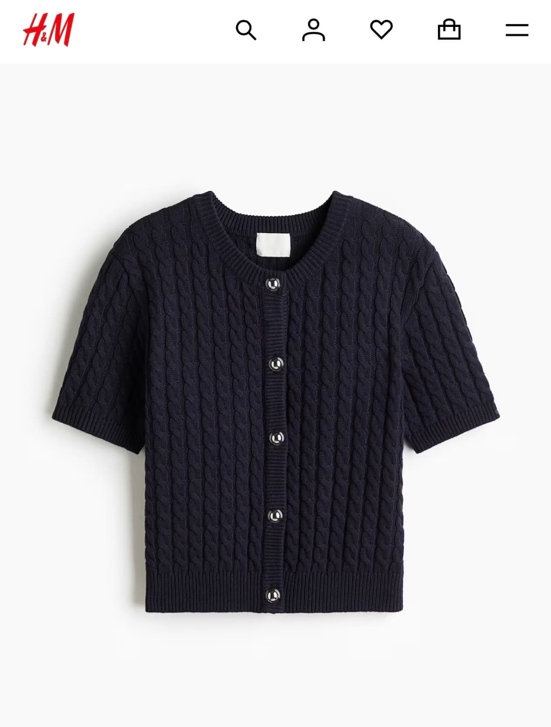 H&M 케이블 반팔 가디건 (그레이) 상품이미지1