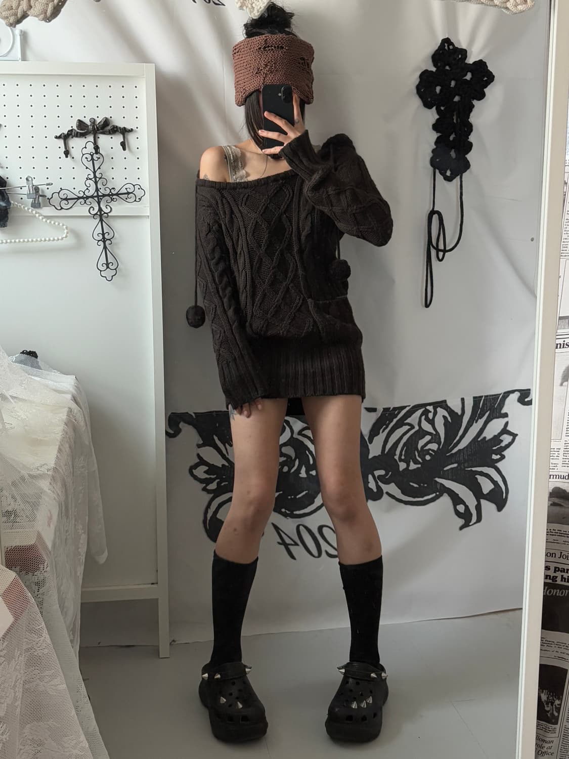 • Brown cable hooded knitwear 상품이미지4