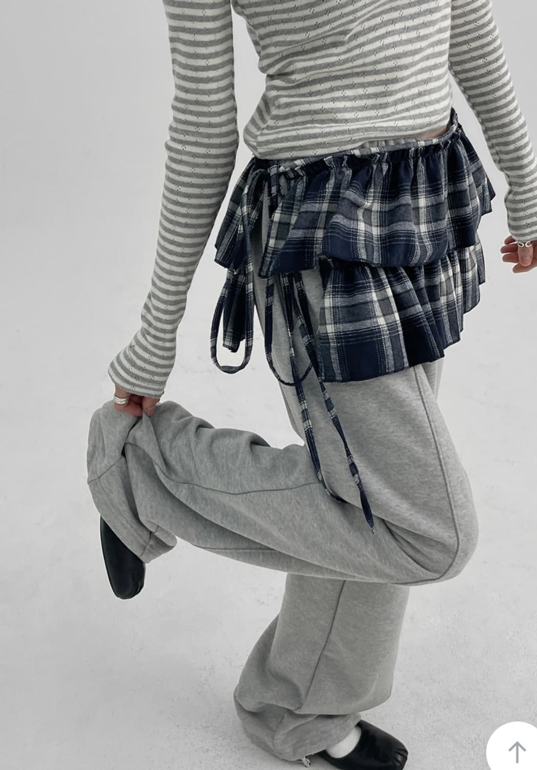 블랙업 리마팜 체크 미니 레이어드 랩스커트 상품이미지1