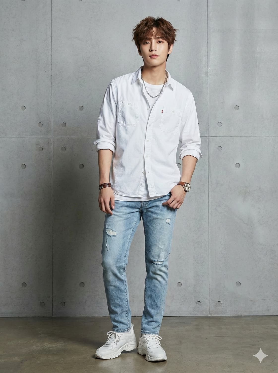 리바이스(Levi's) 화이트 솔리드 셔츠_M 상품이미지1