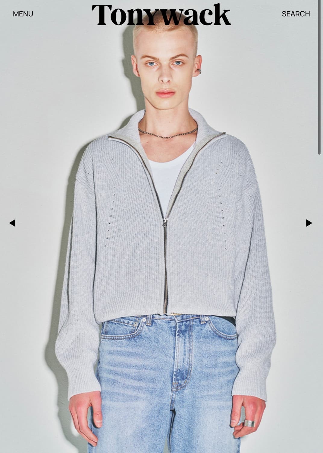 토니웩 이탈리아 코튼 하드 트위스트 집업 니트 L(50) 105 상품이미지1