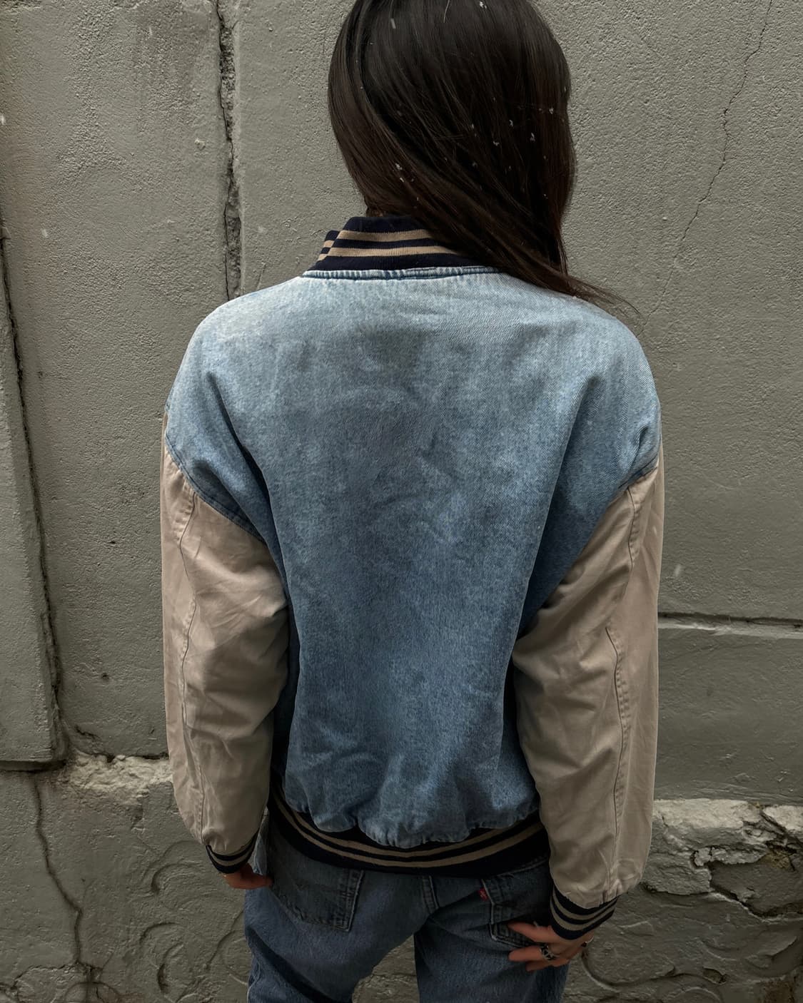90s old vintage denim varsity jacket  상품이미지3