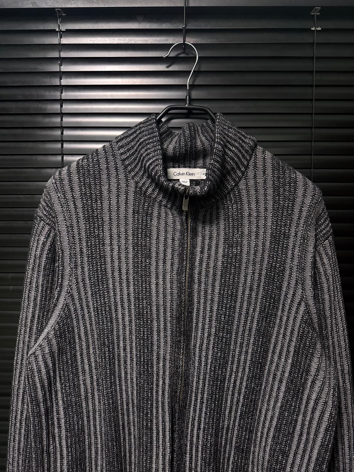 캘빈클라인 ck 니트 스웨터 집업 차콜 블랙 고스 펑크 락 시크 M 95 상품이미지4