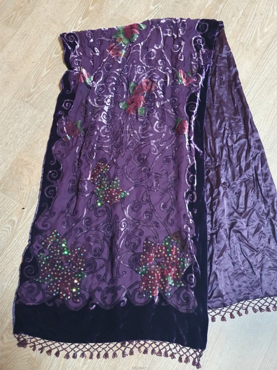 명품 닥스(백화점정품)**럭셔리한 디자인의 한복 코트 비즈장식 숄 머플러 상품이미지4